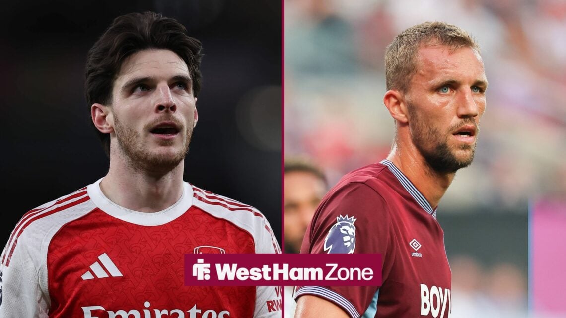 Declan Rice at Arsenal with Tomas Soucek at West Ham