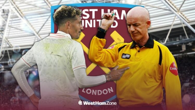 Dermot Gallagher and Jay Bothroyd with a West Ham badge behind them.