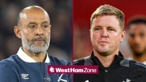 Nuno Espirito Santo and Eddie Howe in a 50-50 image.