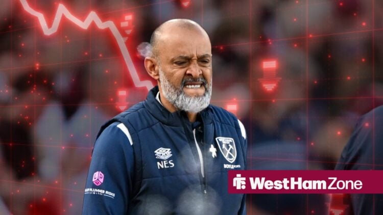 West Ham United manager Nuno Espirito Santo m and celebrates after the final whistle the Premier League match between West Ham United and Everton.