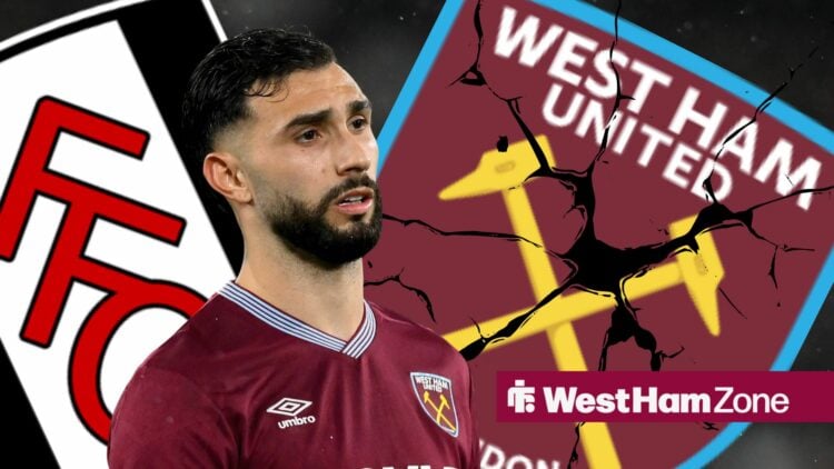 Taty Castellanos of West Ham United looks on during the Premier League match between West Ham United and AFC Bournemouth, Fulham and West Ham badge...