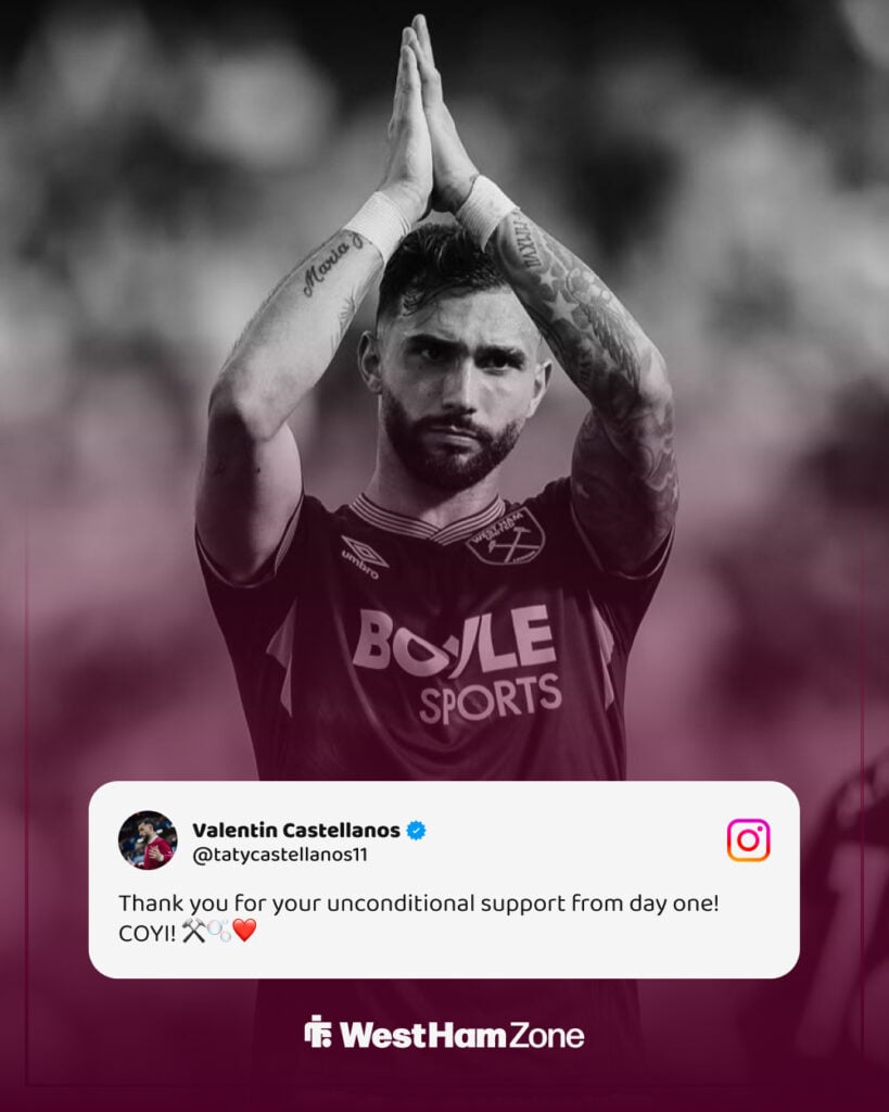 Taty Castellanos' Instagram post after West Ham's relegation from the Premier League