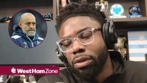 Micah Richards looking towards a circular frame inset of Nuno Espirito Santo