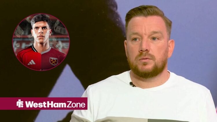 Jamie O'Hara looking towards a circular frame inset of Matheus Fernandes