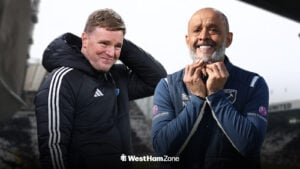 Eddie Howe and Nuno Espirito Santo with St James' Park as the background.
