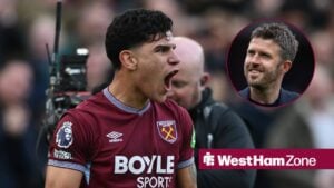 Mateus Fernandes shouting with Michael Carrick in circular inset