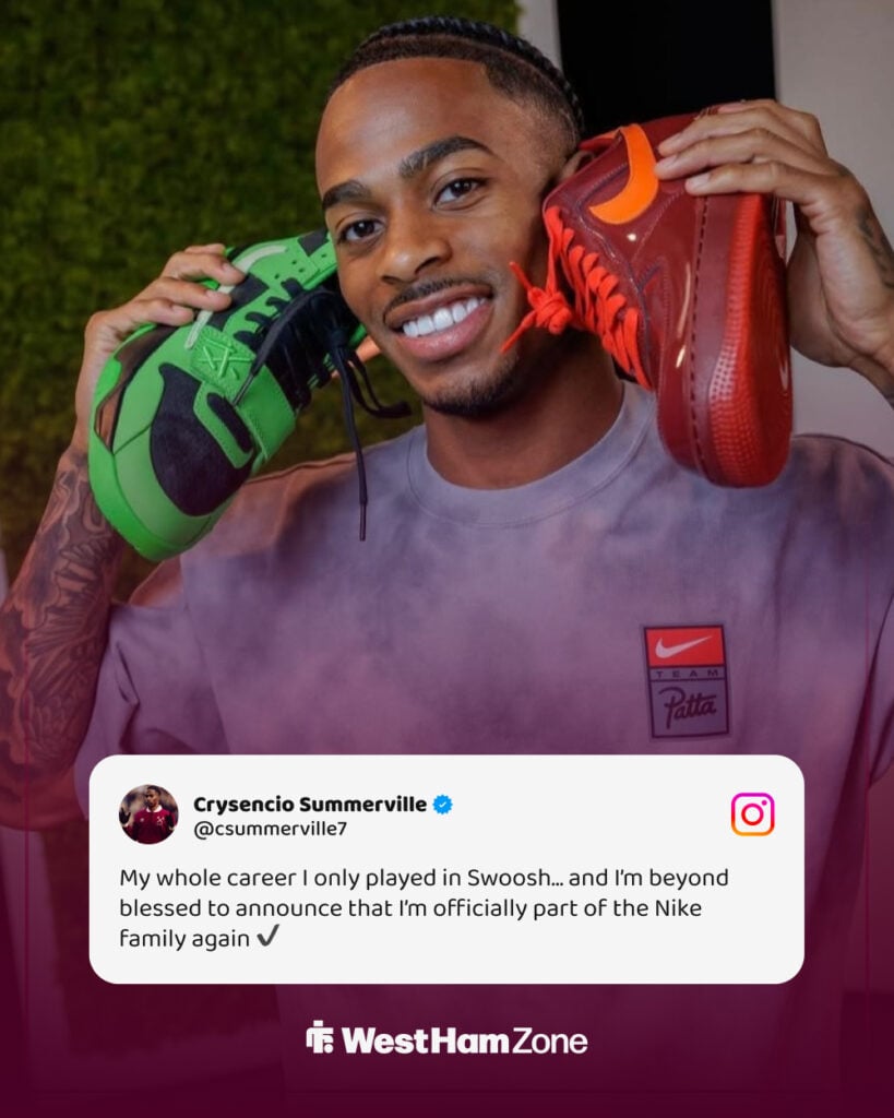 Crysencio Summerville's Instagram post after West Ham United winger announced he's signing with Nike